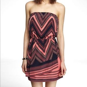 Express print scarf strapless mini tube dress XS